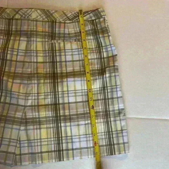 Izod CoolFX Tennis Golf Skirt with under shorts yellow brown plaid size 12 skort - Picture 11 of 13